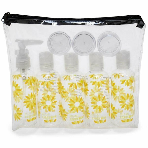 Pujas Miami CarryOn 9 Piece TSA Approved Travel Bottle Set - BPA Free Daisies PU3661067